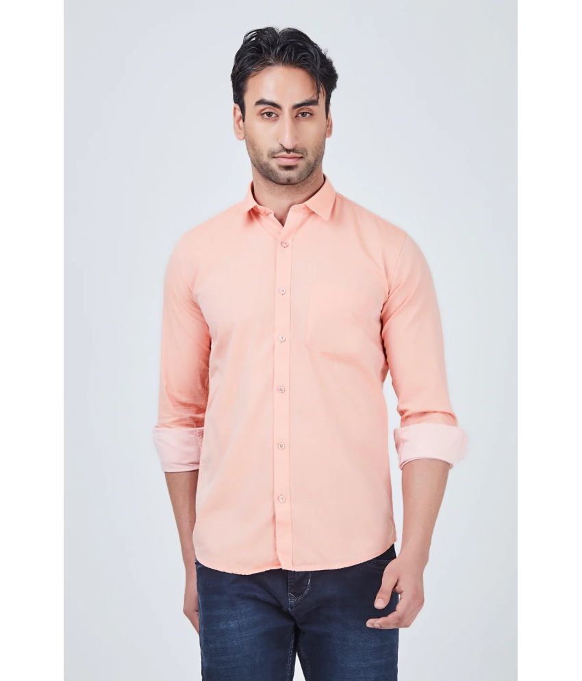     			INDICUL Poly Cotton Regular Fit Solids Full Sleeves Men's Casual Shirt - Peach ( Pack of 1 )