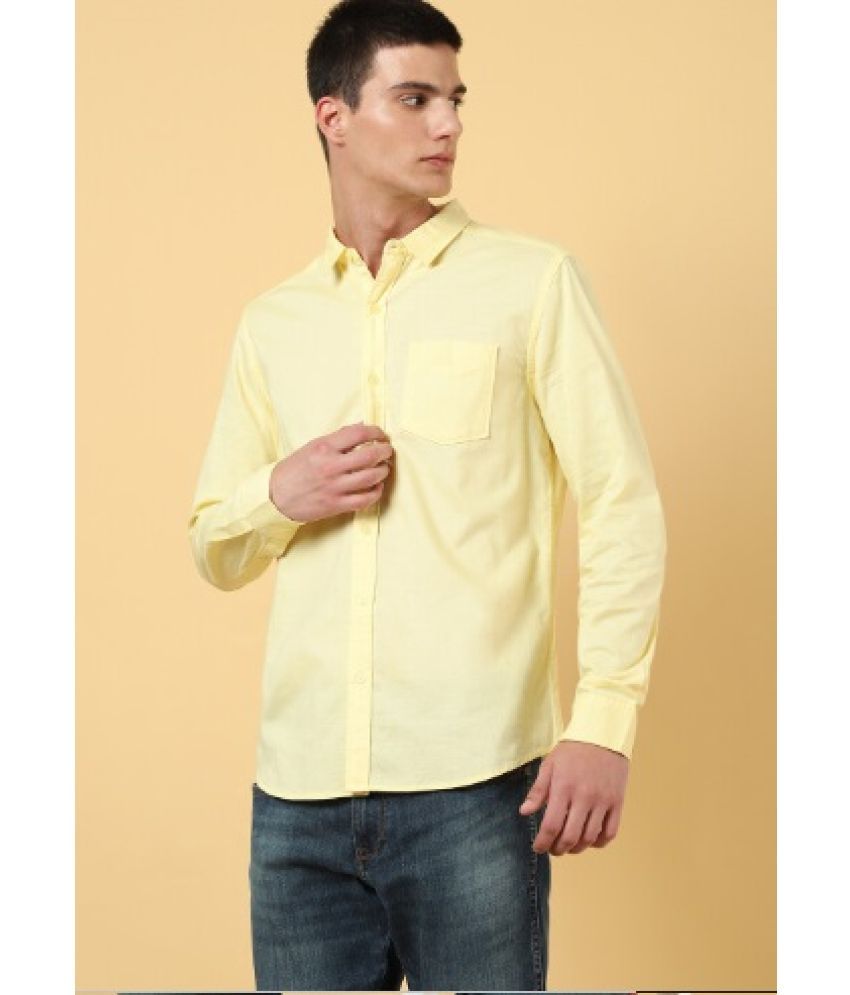     			INDICUL Poly Cotton Regular Fit Solids Full Sleeves Men's Casual Shirt - Yellow ( Pack of 1 )