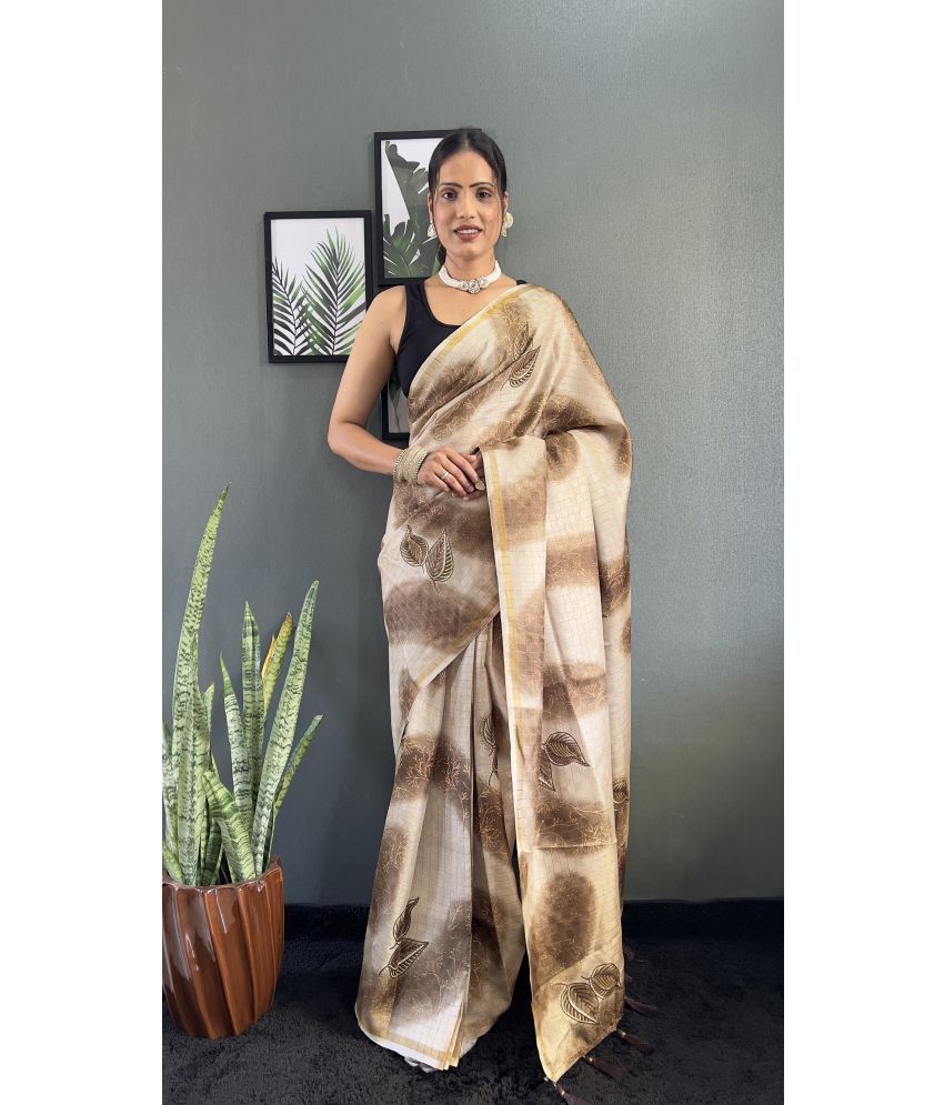     			JULEE Pack of 1 Chiffon Printed Saree With Blouse Piece ( Cream )