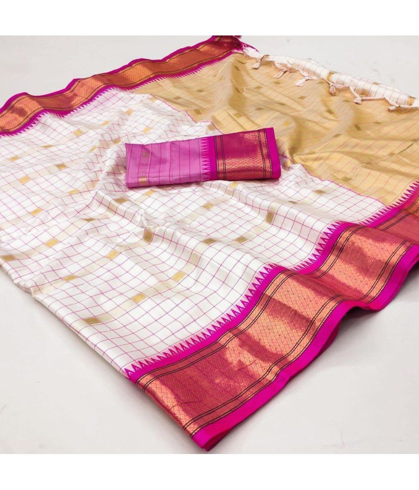     			JULEE Pack of 1 Cotton Silk Checks Saree With Blouse Piece ( Pink )