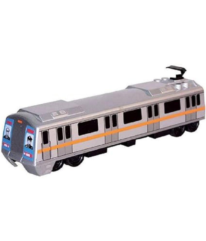     			Kid Made Of Non Toxic Plastic Toys Metro Train/Delhi Matro Toys, Pack Of 1, Pull Back Action Toys, With Soft Edges Around 15 Cm In Length & 100 Gram. Color Silver.