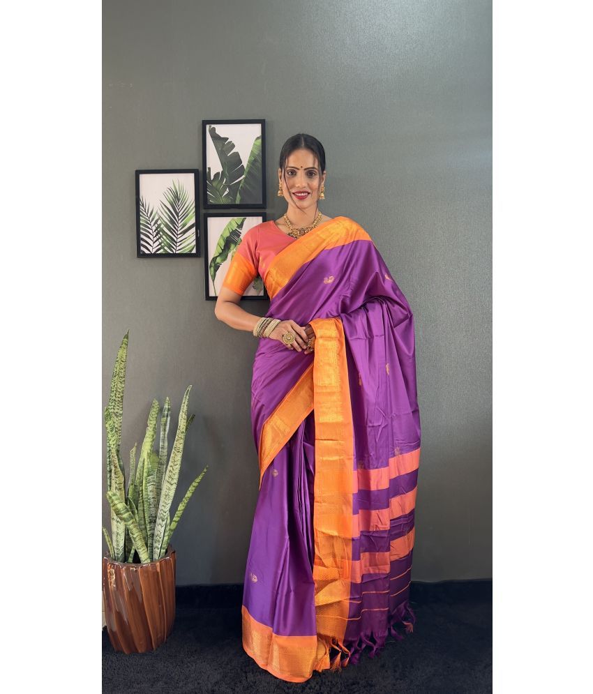     			Lady Shopi Pack of 1 Cotton Silk Woven Saree With Blouse Piece ( Wine )