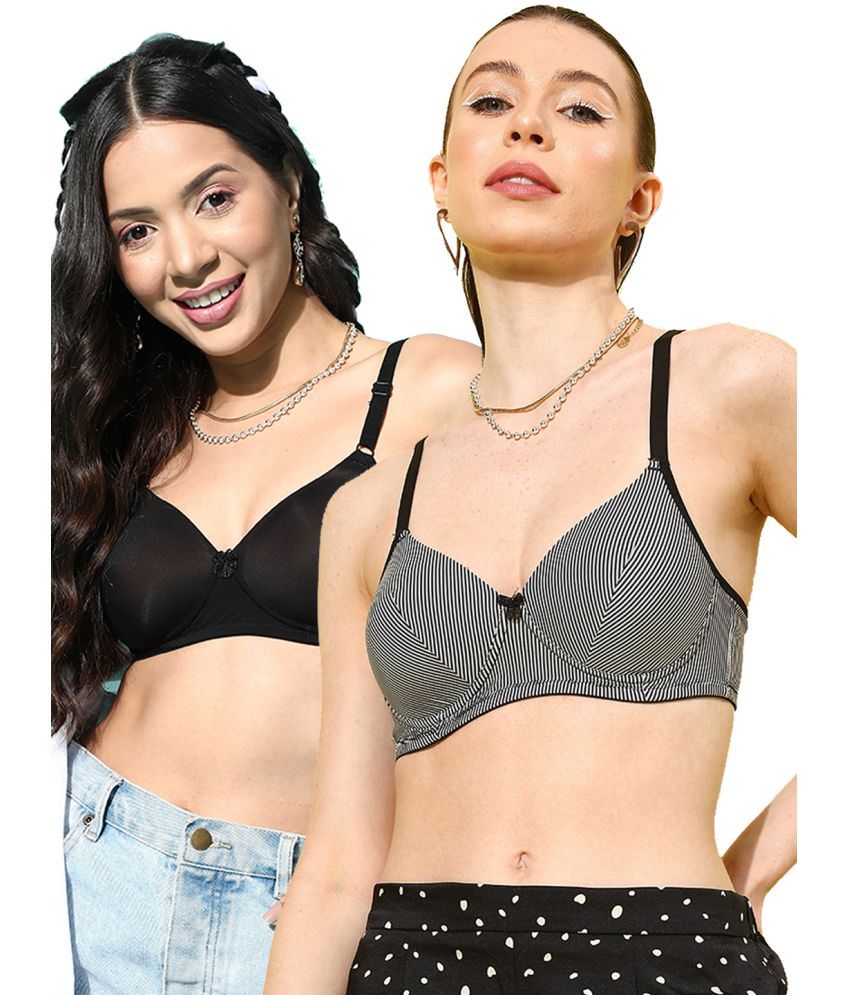     			Leading Lady Pack of 2 Nylon Lightly Padded T-Shirt Bra For Women ( Black )