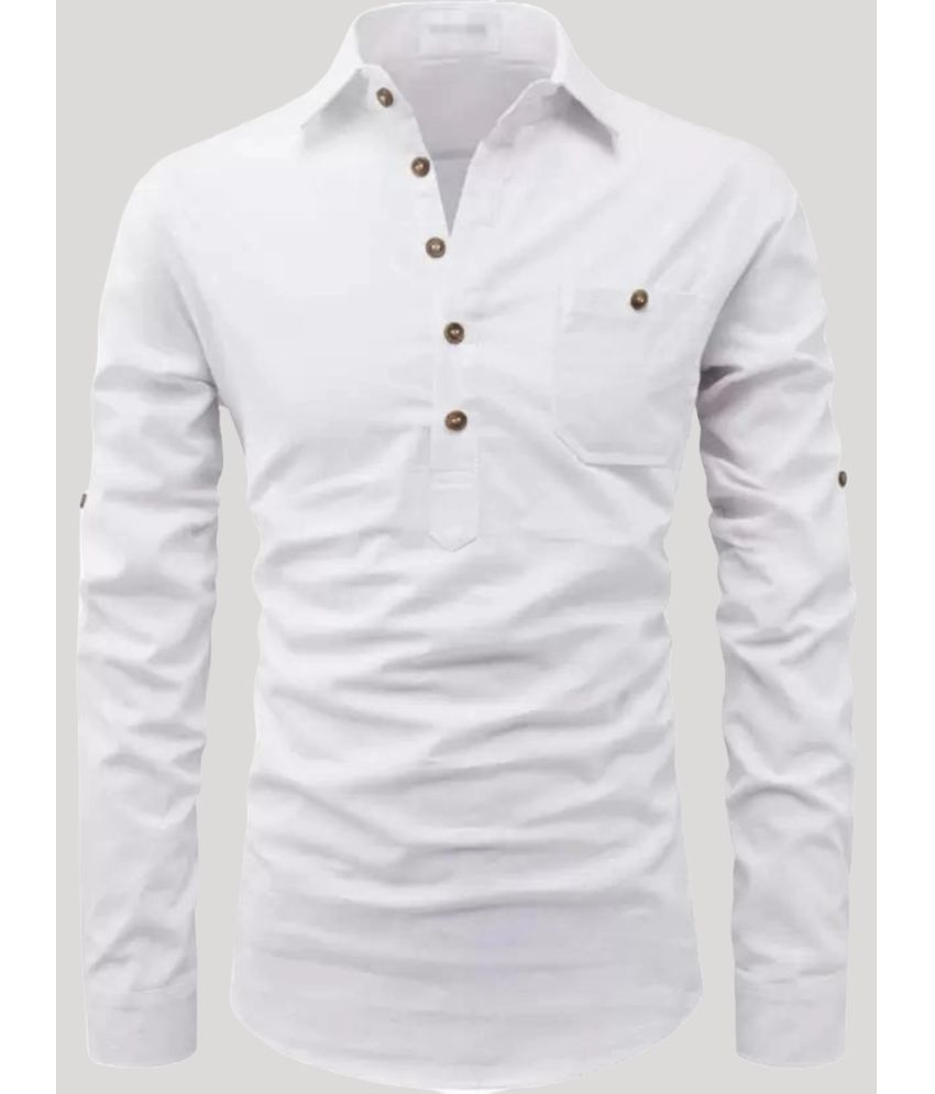     			Life Roads White Cotton Men's Shirt Style Kurta ( Pack of 1 )