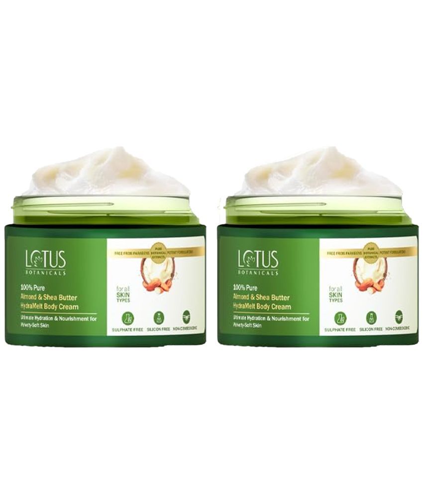     			Lotus Botanicals 100% Pure Almond & Shea Butter Body Cream 200g, (Pack of 2)