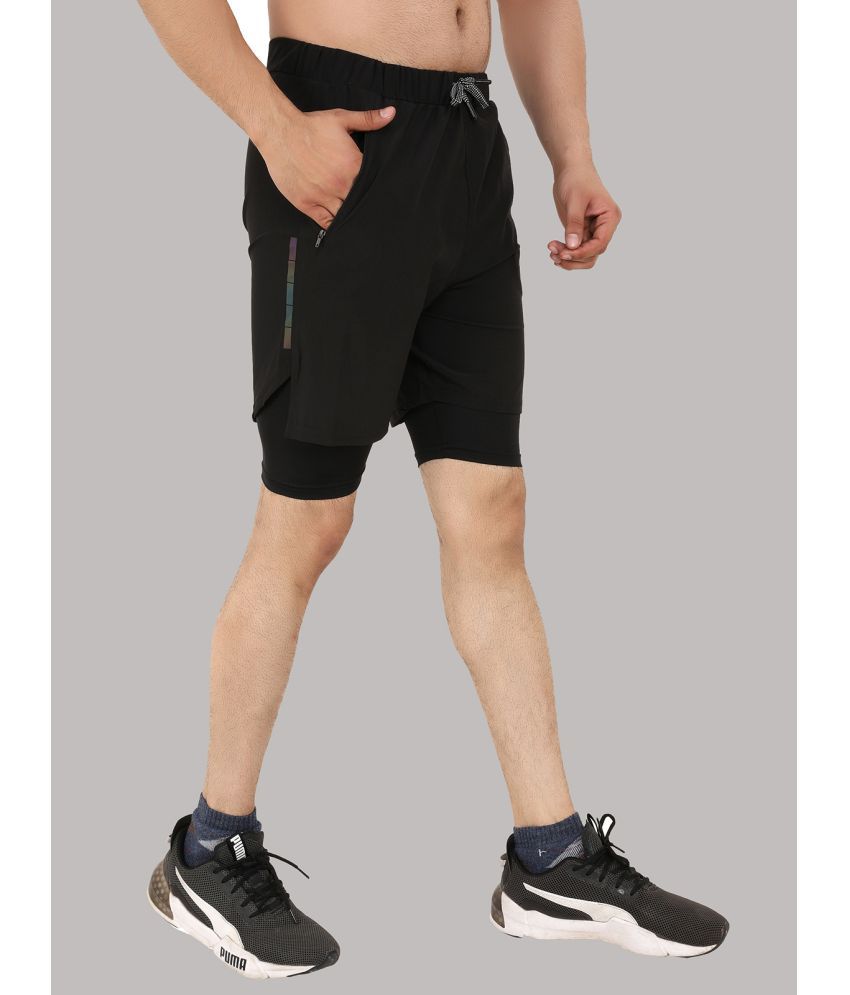     			NEVER LOSE Black Polyester Men's Running Shorts ( Pack of 1 )