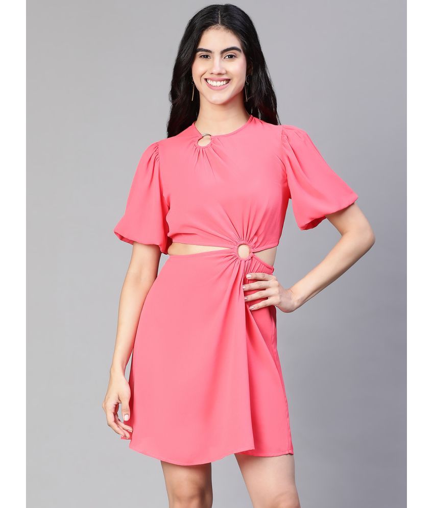     			Oxolloxo Polyester Solid Above Knee Women's A-line Dress - Pink ( Pack of 1 )