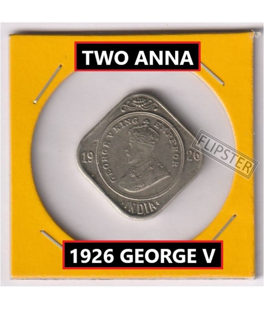     			Rare Two Anna 1926 King George 5th, old British India Coin Collection