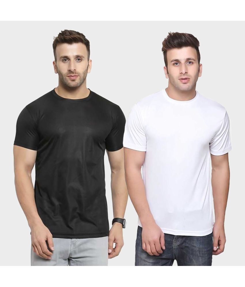     			TQH Polyester Slim Fit Solid Half Sleeves Men's Round T-Shirt - Multicolor1 ( Pack of 2 )