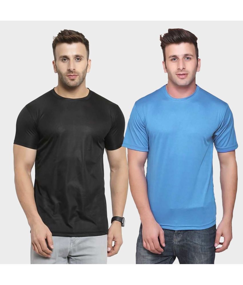     			TQH Polyester Slim Fit Solid Half Sleeves Men's Round T-Shirt - Multicolor2 ( Pack of 2 )