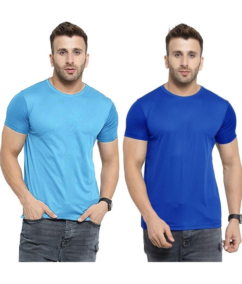     			TQH Polyester Slim Fit Solid Half Sleeves Men's Round T-Shirt - Multicolor7 ( Pack of 2 )