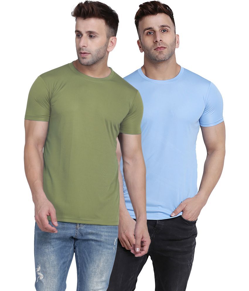     			TQH Polyester Slim Fit Solid Half Sleeves Men's Round T-Shirt - Multicolor12 ( Pack of 2 )