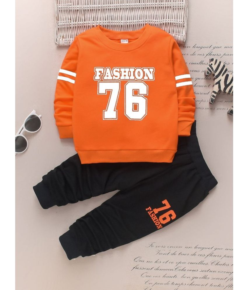     			VELION Pack of 1 Baby Boys Cotton Blend Sweatshirt & Joggers Set ( Orange )