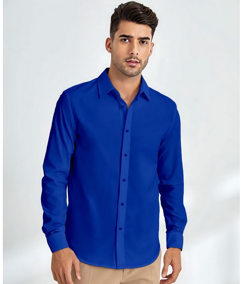     			WEBRIC Cotton Blend Regular Fit Solids Full Sleeves Men's Casual Shirt - Blue ( Pack of 1 )