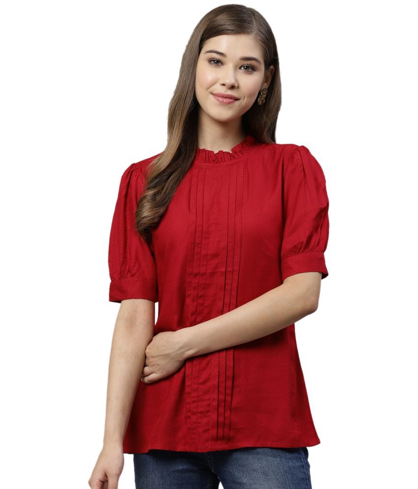     			Yash Gallery Maroon Viscose Women's Regular Top ( Pack of 1 )