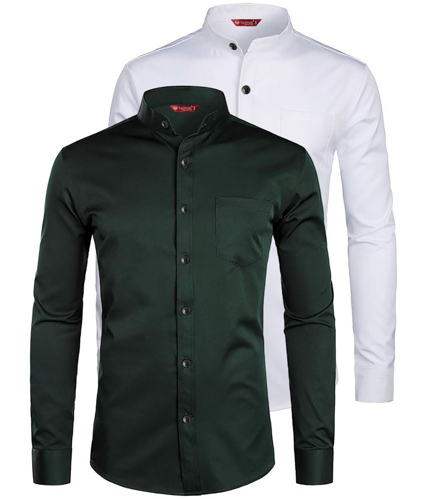     			Yugnik Cotton Blend Slim Fit Full Sleeves Men's Formal Shirt - Green ( Pack of 2 )