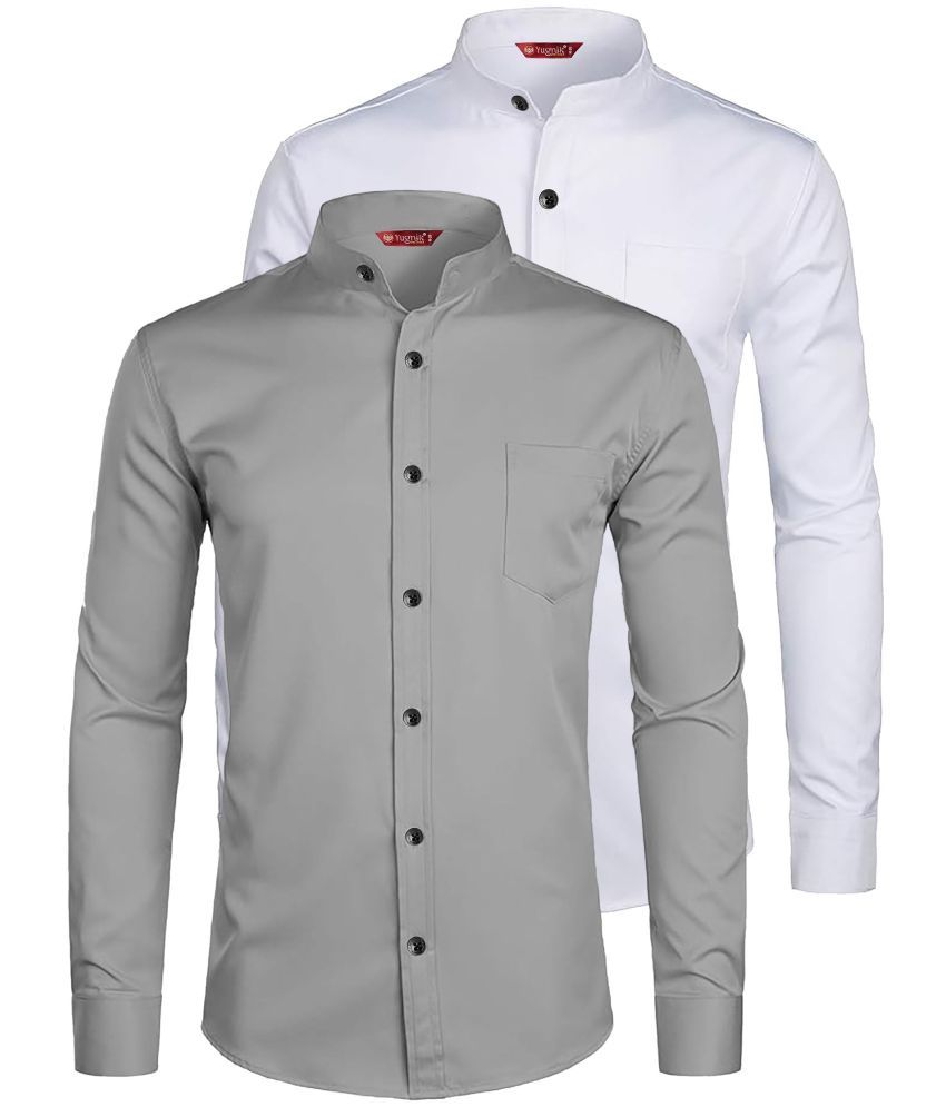     			Yugnik Cotton Blend Slim Fit Full Sleeves Men's Formal Shirt - Grey ( Pack of 2 )