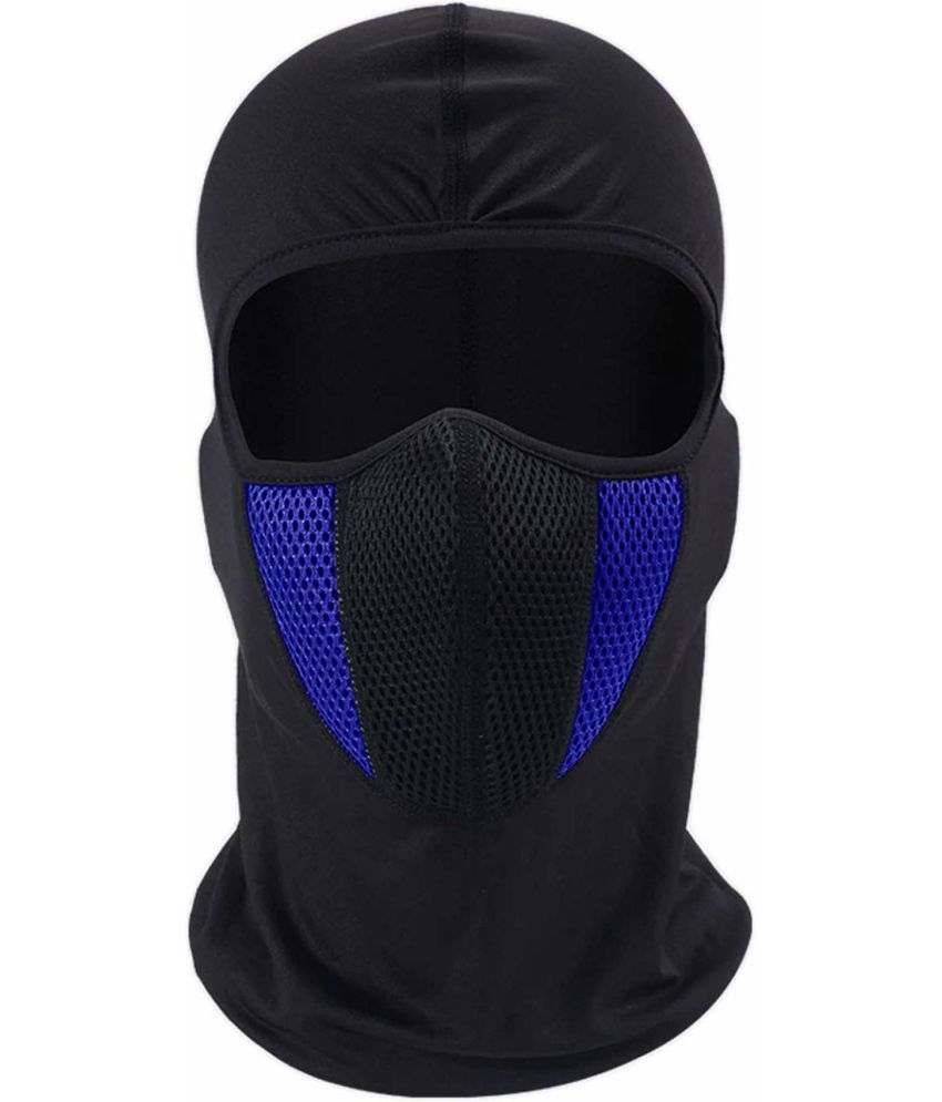     			AKSMIT Black/Blue Solid Others Bike Face Cover Free