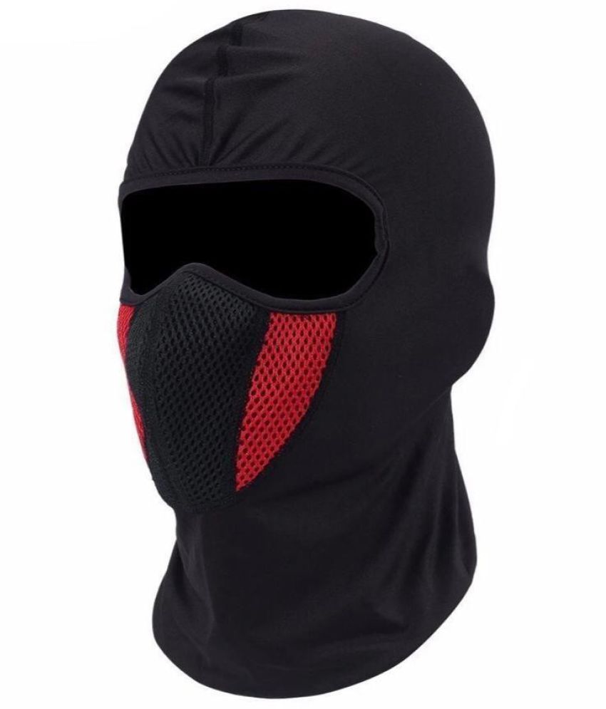     			AKSMIT Black/Red Solid Cotton Bike Face Cover Free