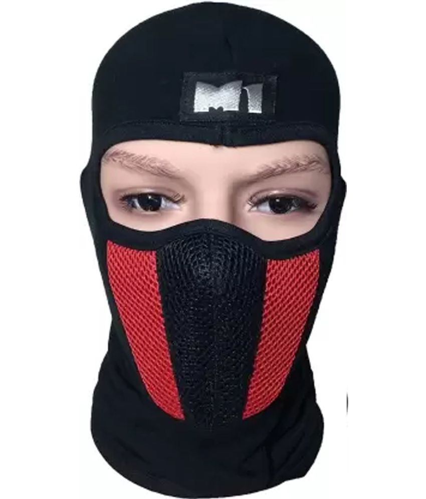     			AKSMIT Black/Red Solid Woollen Bike Face Cover Free