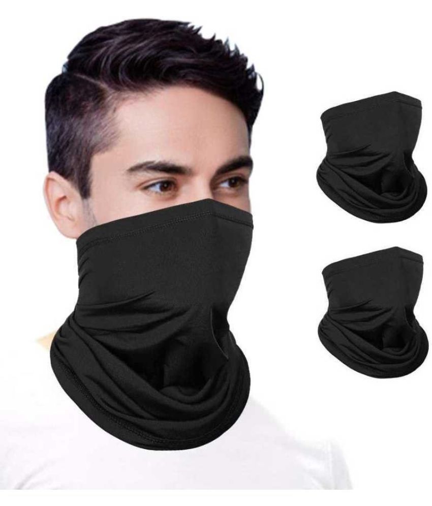     			AKSMIT Black Solid Cotton Bike Face Cover Free