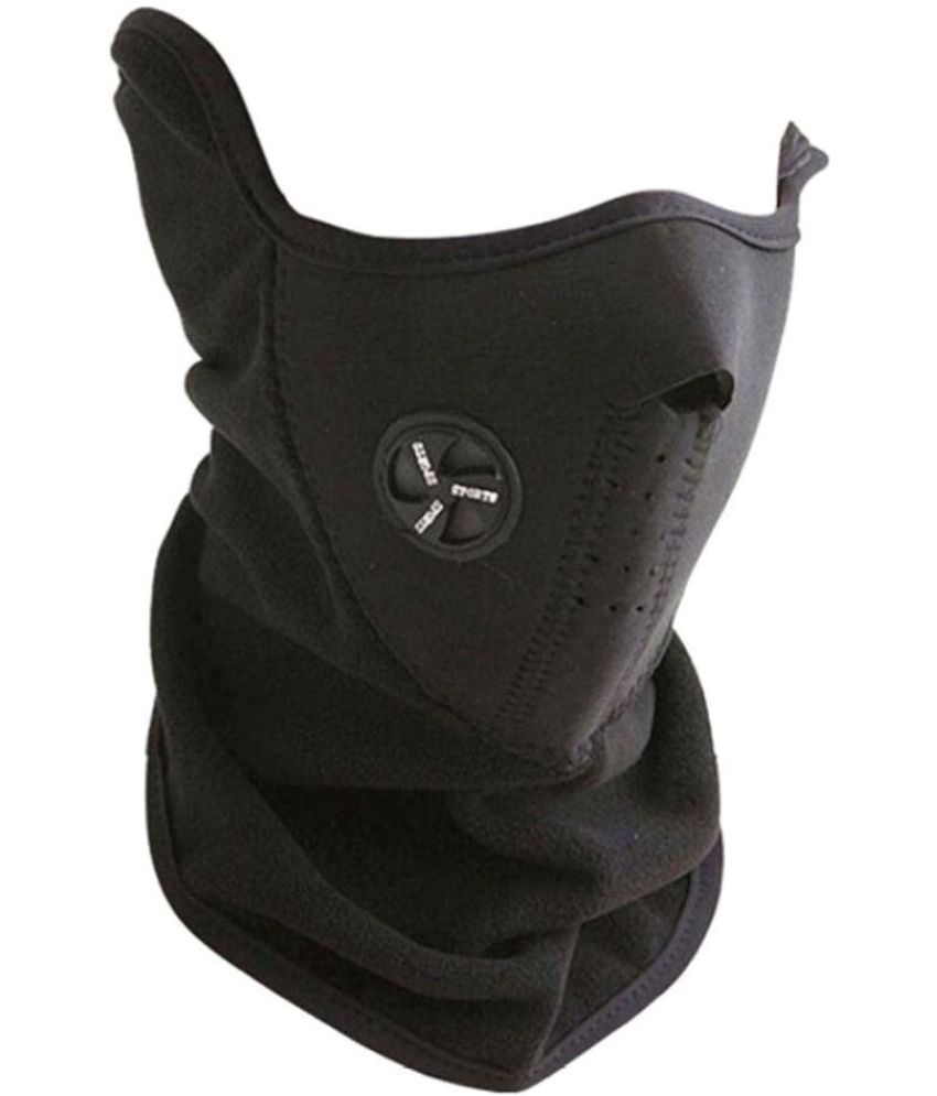     			AKSMIT Black Solid Fleece Bike Face Cover Free