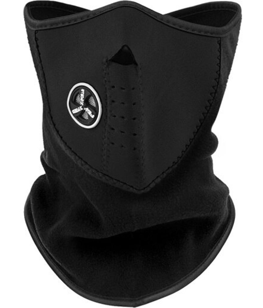     			AKSMIT Black Solid Fleece Bike Face Cover Free