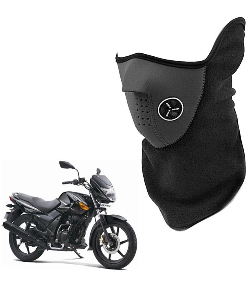     			AKSMIT Black Solid Woollen Bike Face Cover Free