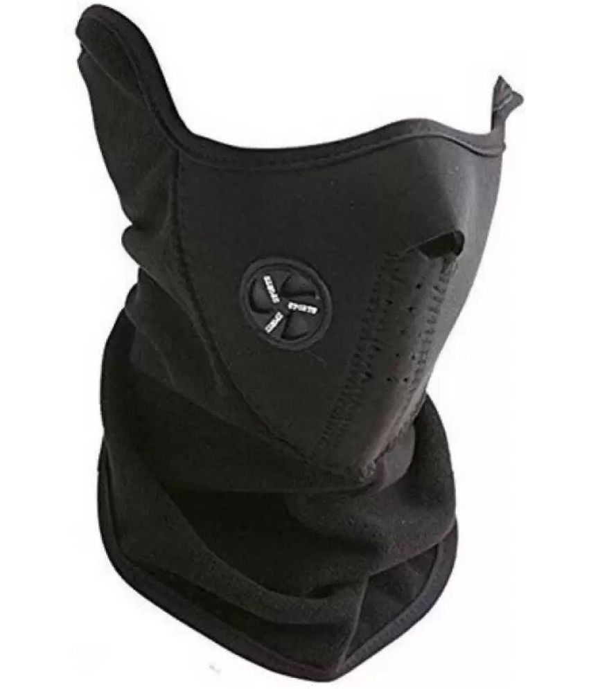     			AKSMIT Black Solid Woollen Bike Face Cover Free