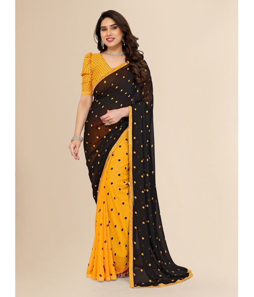     			ANAND SAREES Pack of 1 Georgette Printed Saree With Blouse Piece ( Yellow )