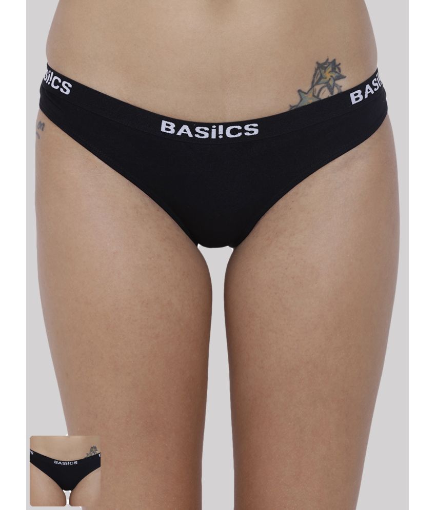     			BASIICS By La Intimo Pack of 2 Cotton Briefs For Women ( Black )