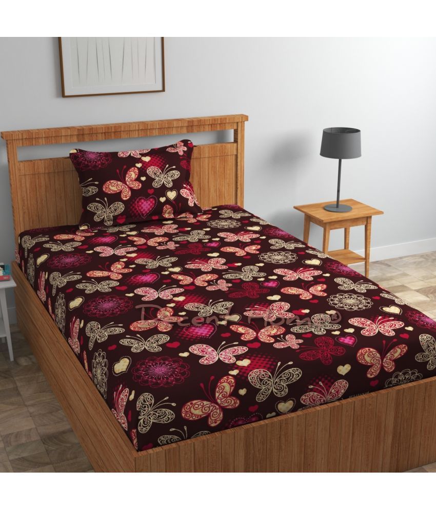     			Decent Home Cotton Abstract Printed Fitted ( Single Bed ) - Black