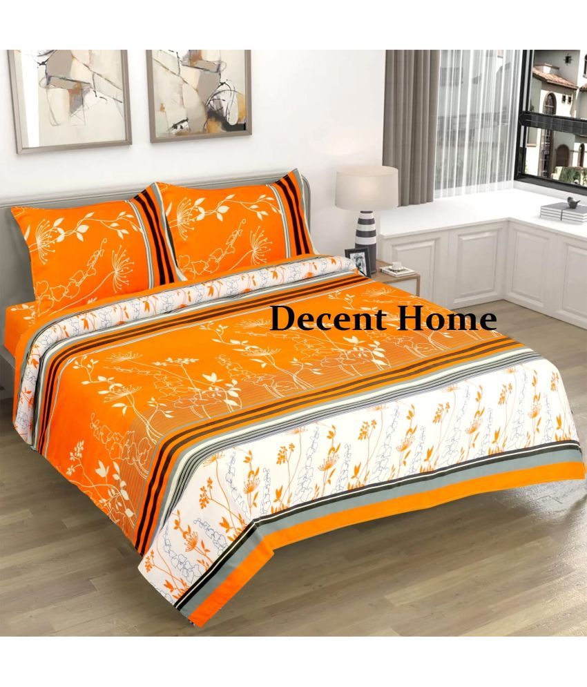     			Decent Home Microfiber 1 Double Queen Bedsheet with 2 Pillow Covers ( Orange )