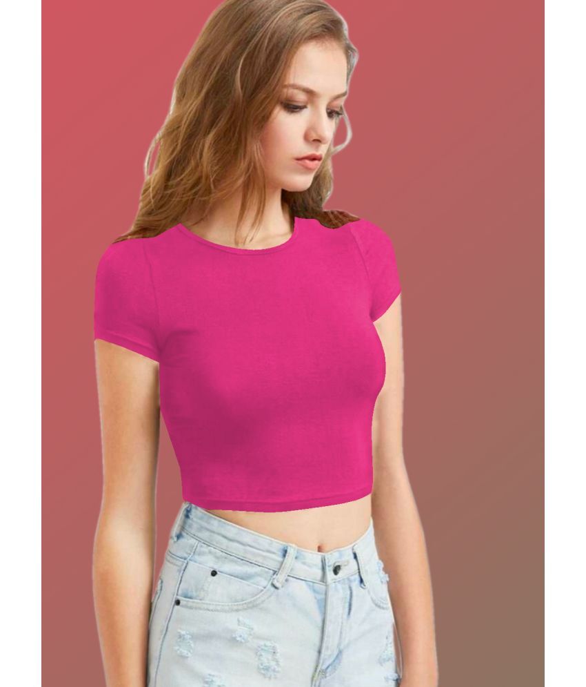     			Dream Beauty Fashion Pink Polyester Women's Crop Top ( Pack of 1 )