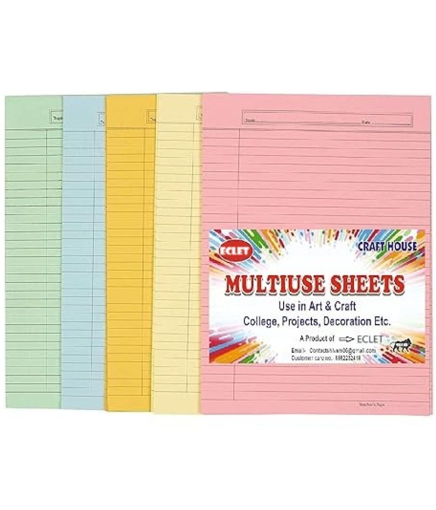     			Eclet A4 Size Both Side Ruled colour Sheet (Pack of 40 sheets) for Project/Assignment/Practical/Homework(A4-40 colour sheet)