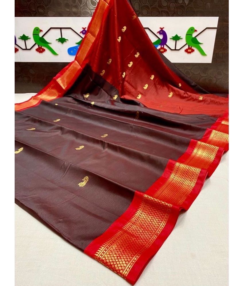     			FAB SILK Pack of 1 Cotton Silk Woven Saree With Blouse Piece ( Brown )