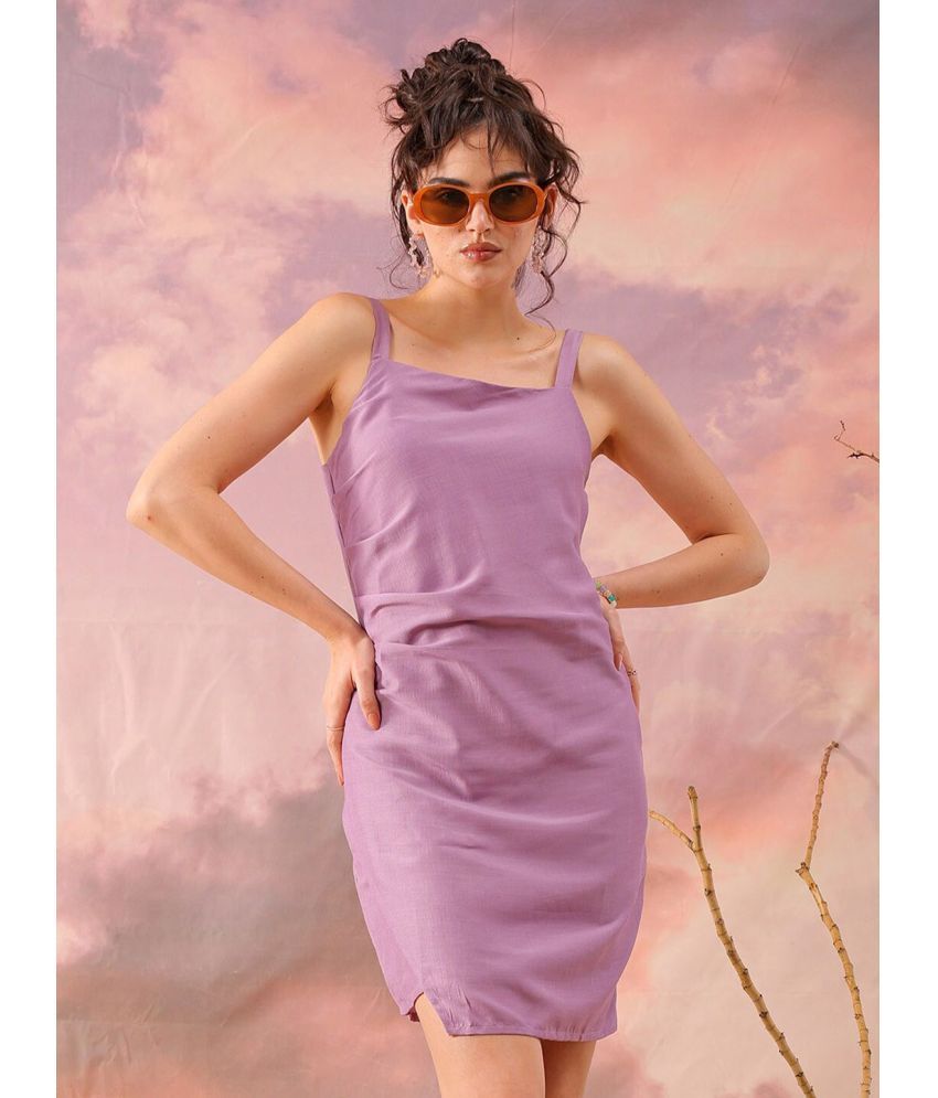     			Freehand Polyester Solid Midi Women's Maxi - Purple ( Pack of 1 )