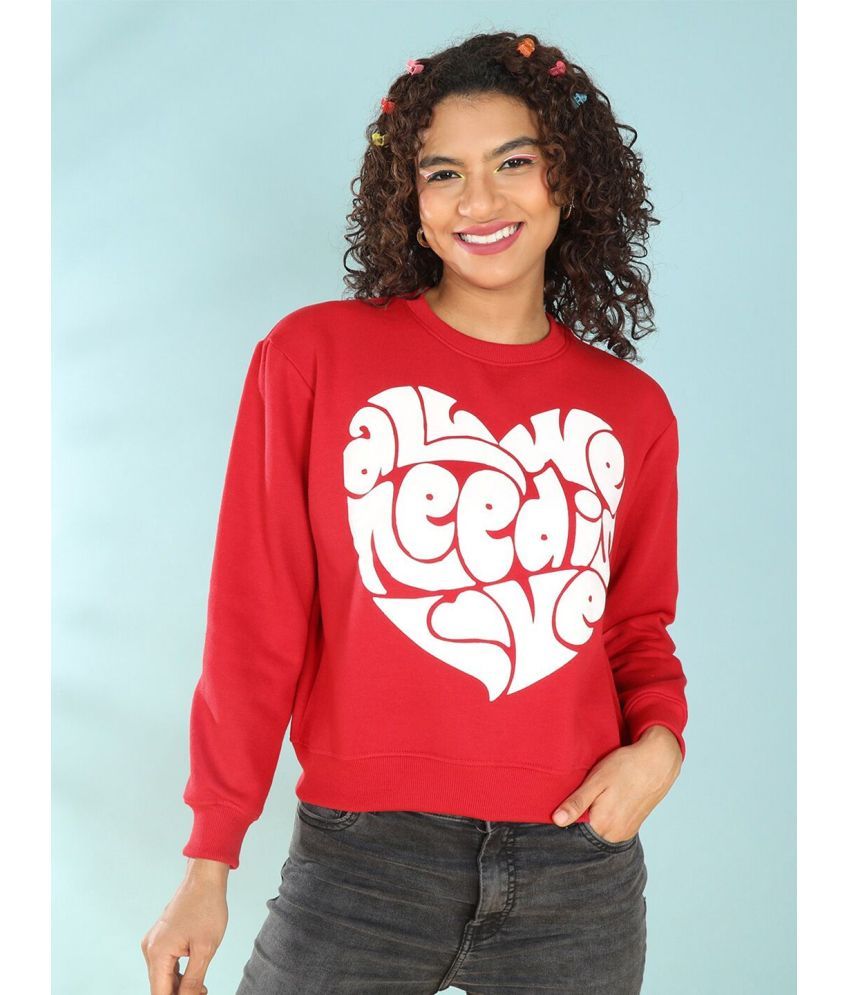     			Freehand Polyester Women's Non Hooded Sweatshirt ( Red )