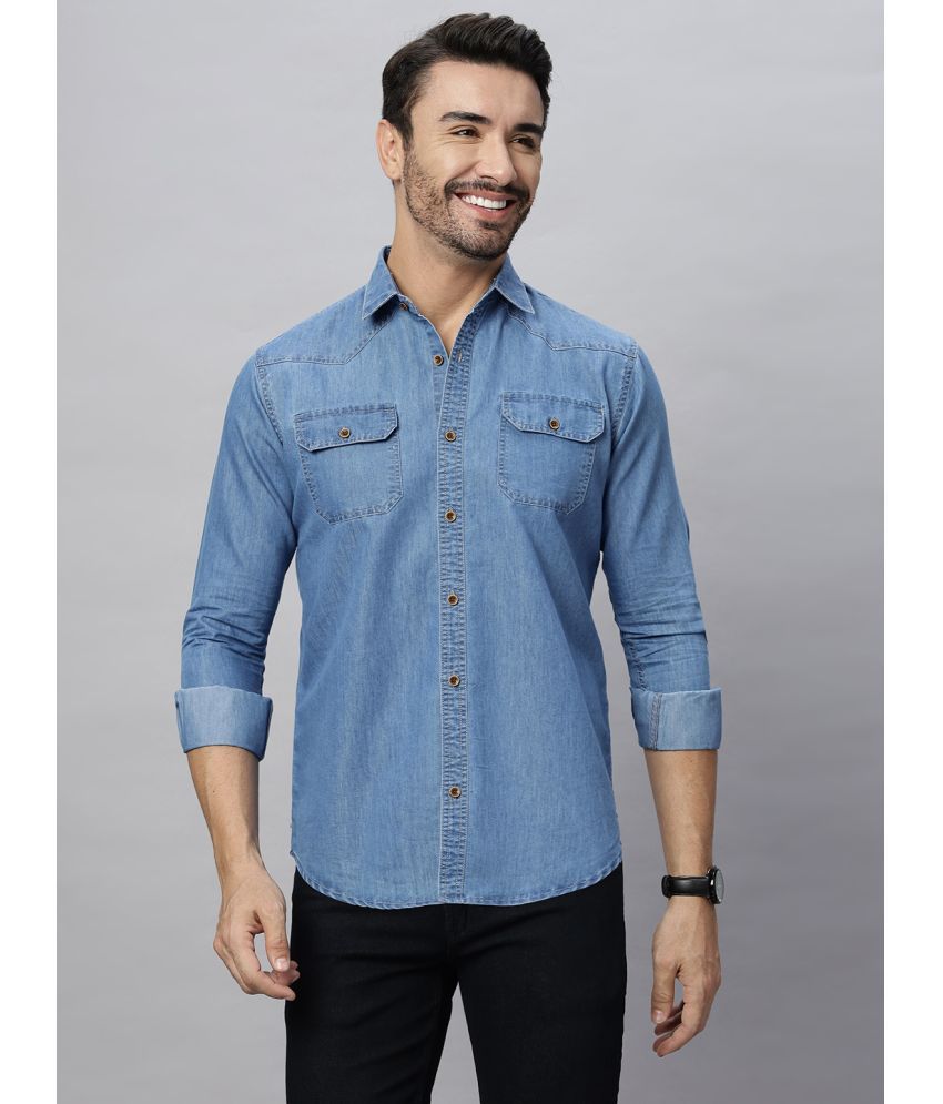     			HJ HASASI Cotton Blend Regular Fit Solids Full Sleeves Men's Casual Shirt - Light Blue ( Pack of 1 )