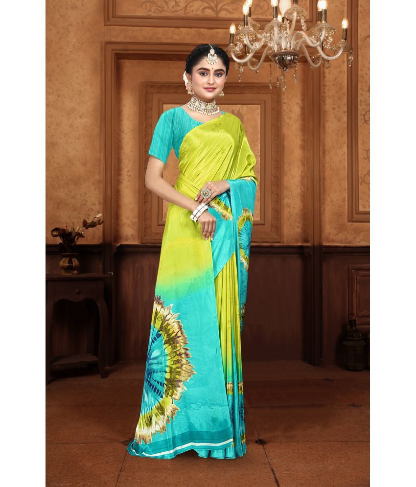     			KOMAL NX Pack of 1 Crepe Printed Saree With Blouse Piece ( SkyBlue,Yellow )