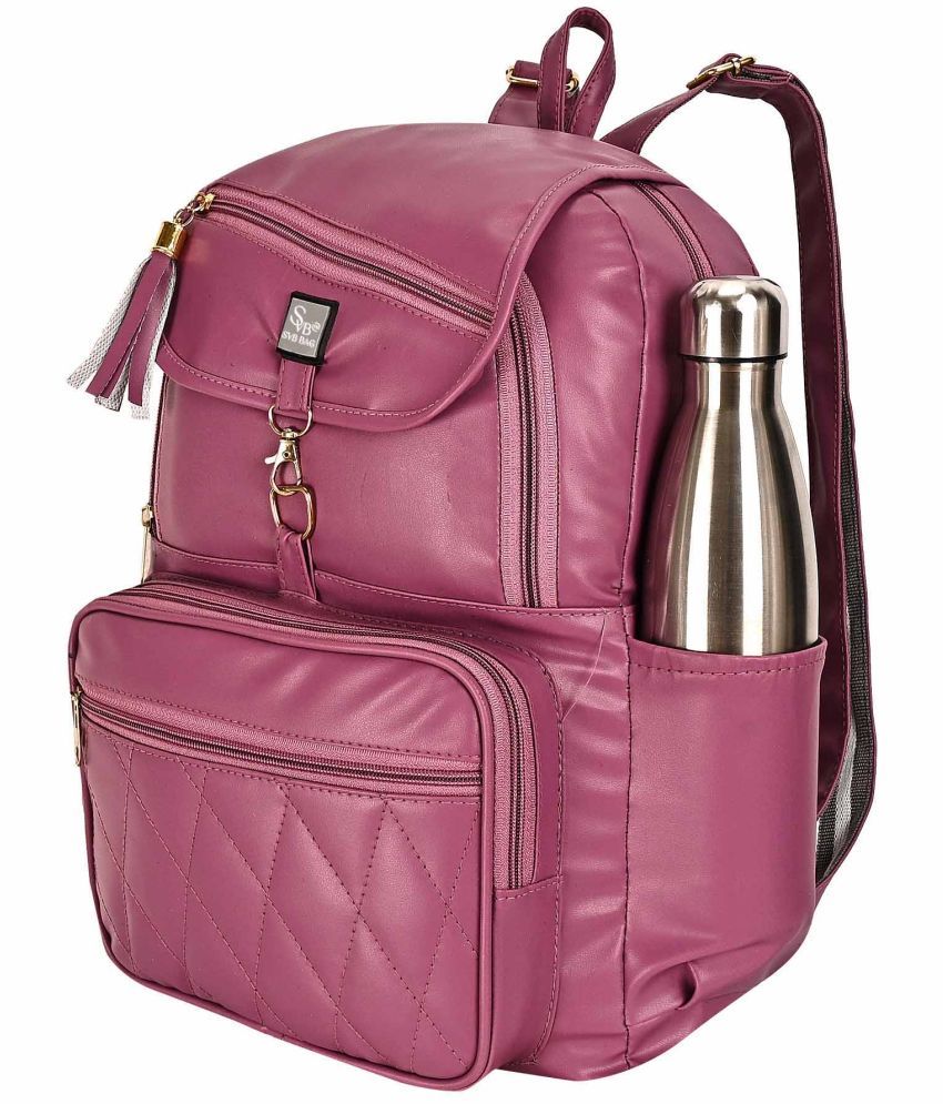     			SVB BAG 30 Ltrs Pink Faux Leather College Bag