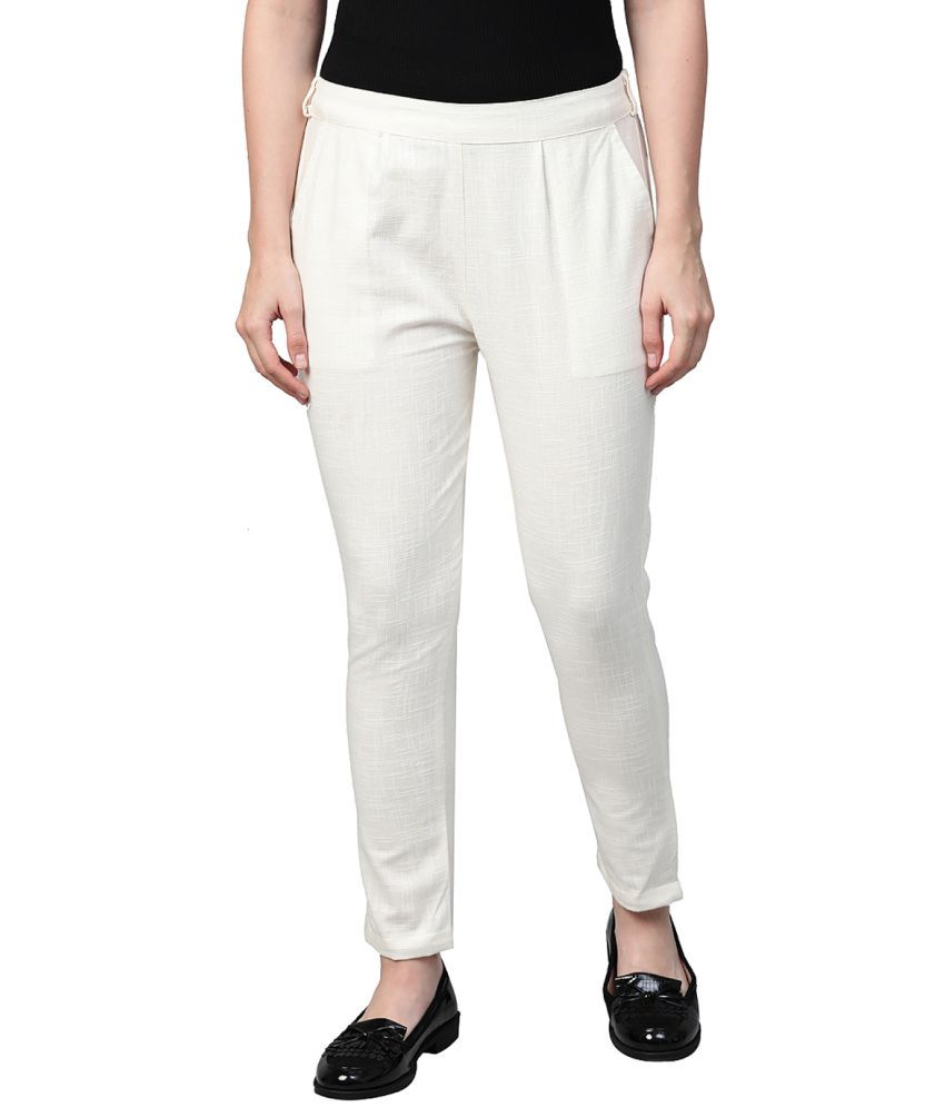     			Yash Gallery Pack of 1 Cotton Straight Women's Casual Pants ( White )