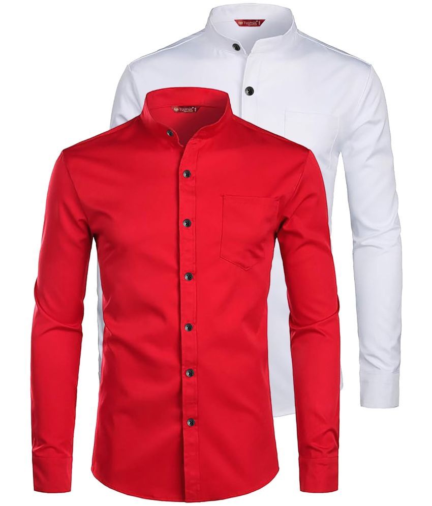     			Yugnik Cotton Blend Slim Fit Full Sleeves Men's Formal Shirt - Red ( Pack of 2 )