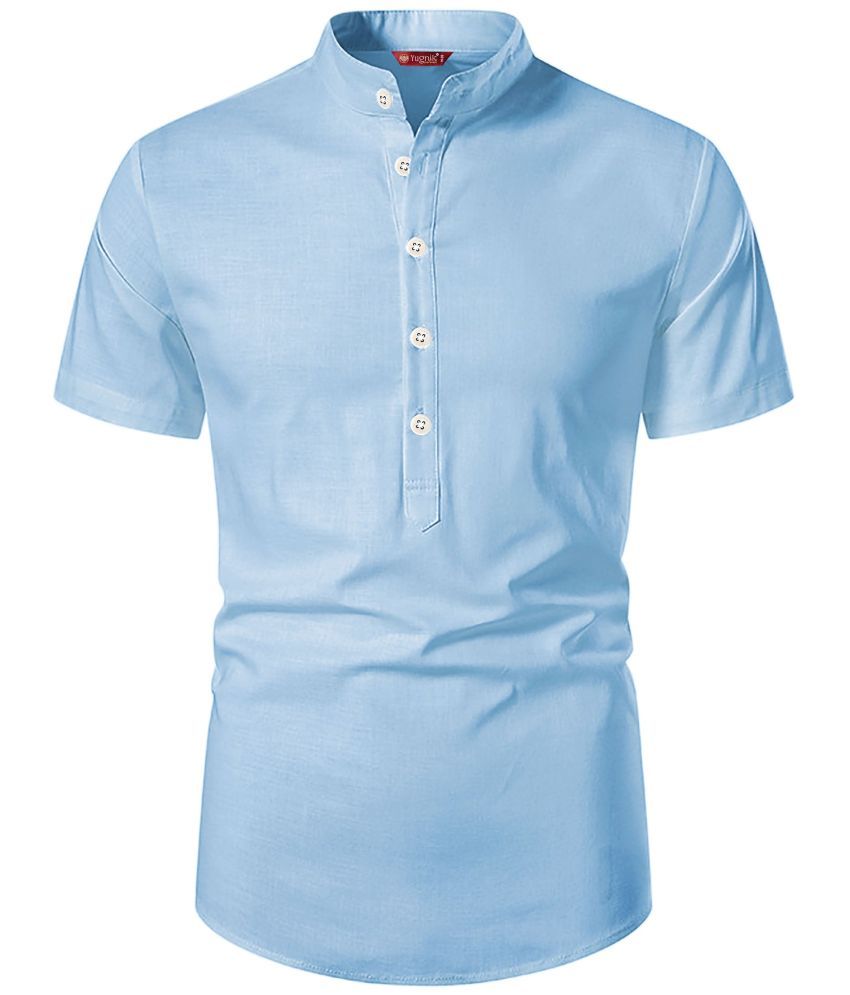     			Yugnik Sky Blue Cotton Men's Regular Kurta ( Pack of 1 )