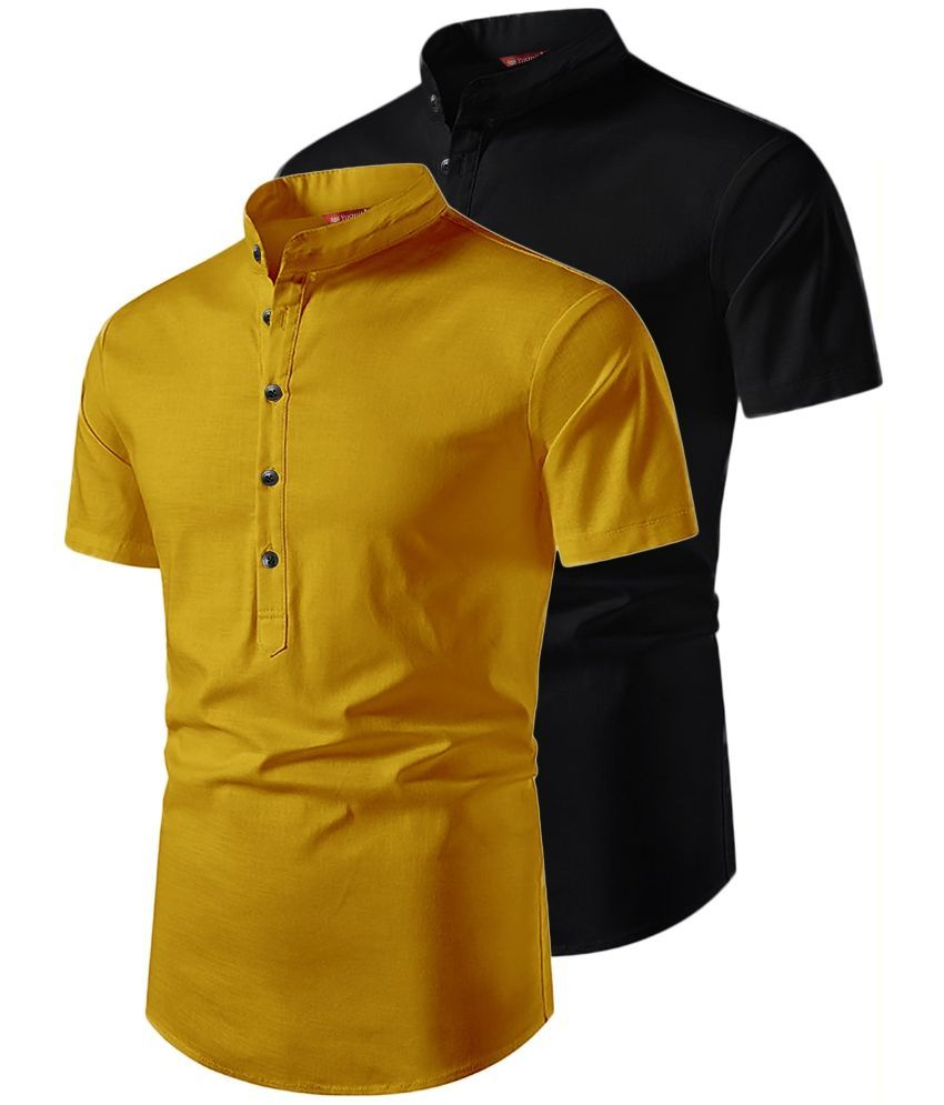     			Yugnik Yellow Cotton Men's Regular Kurta ( Pack of 2 )