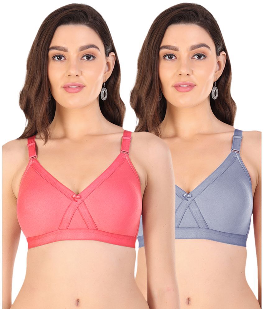     			Arc de Shapes Pack of 2 Cotton Blend Non Padded Everyday Bra For Women ( Multicolor1 )