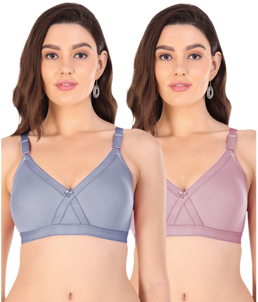     			Arc de Shapes Pack of 2 Cotton Blend Non Padded Everyday Bra For Women ( Multicolor )