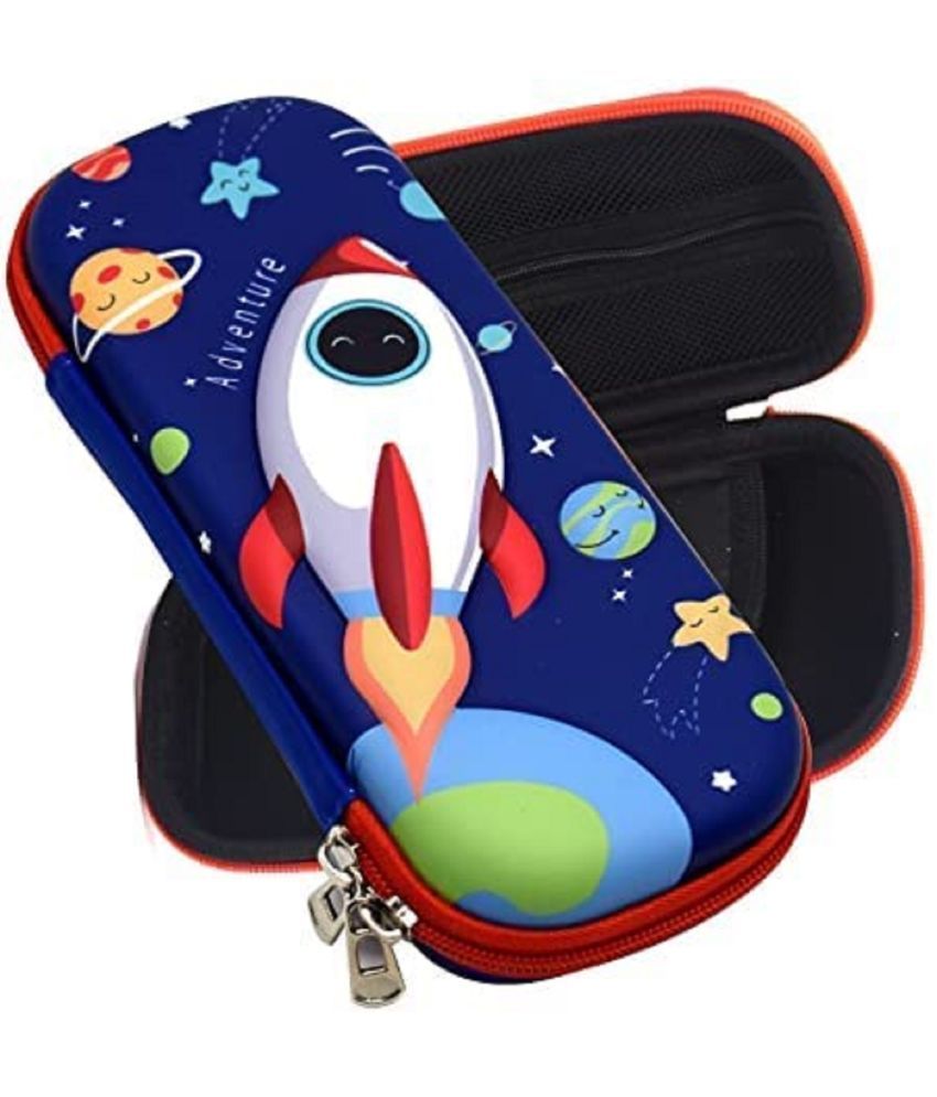     			DENFE  3D Cover Space Rocket Theme Pencil Case | Large Capacity Pencil Pouch Bag | Compass Education Pouch Organizers for Kids Children | Storage Box Childhood Presents