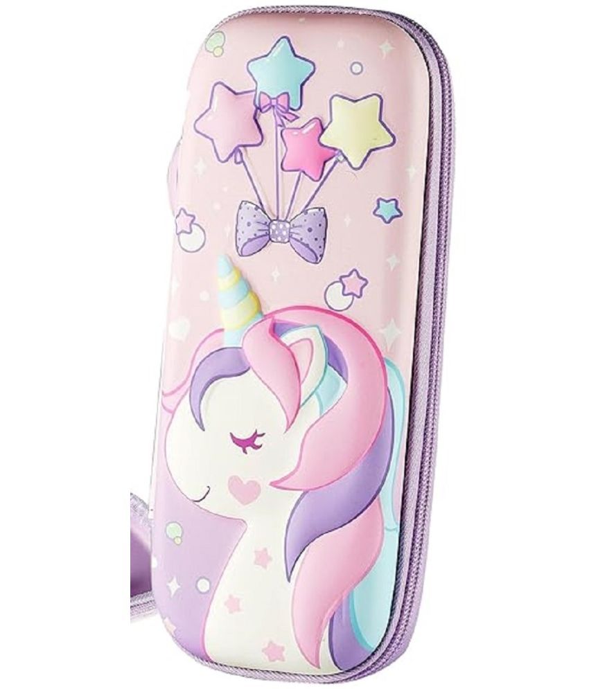     			DENFE 3D Unicorn Cover Large Capacity Pencil Case Compass With Compartments, School Supply Organizer For Students, Stationery Box, Cosmetic Zip Pouch Bag (1 Unit, Canvas, Multicolor)