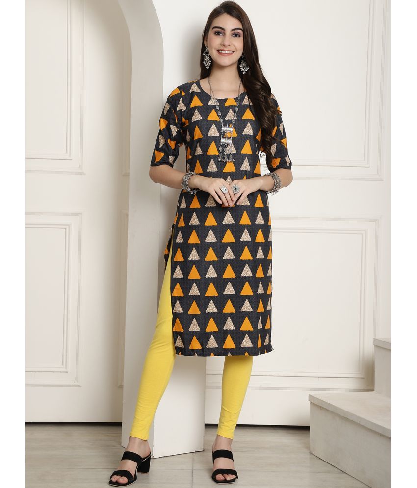     			Ethnicbasket Pack of 1 Crepe Printed Straight Women's Kurti - ( Multicoloured )